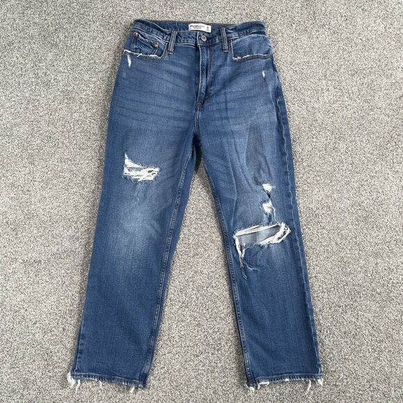 Abercrombie & Fitch Ankle Straight Ultra High Rise Curve Love Jeans Womens 6 28 - Picture 1 of 11